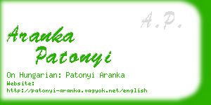 aranka patonyi business card